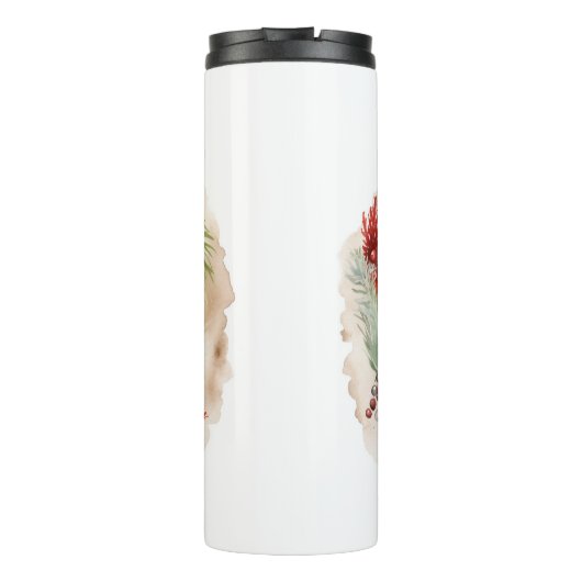 Belgische Malinoi Kerstkrans Feestelijke Pup Thermosbeker (Achterkant)