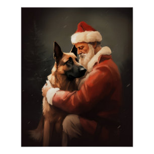 Belgische Malinoi met Kerstman Feestelijke Kerstmi Perfect Poster