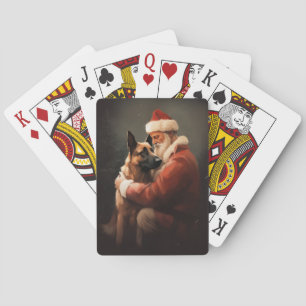Belgische Malinoi met Kerstman Feestelijke Kerstmi Pokerkaarten