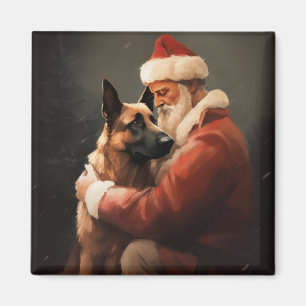Belgische Malinoi met Sinterklaas Festive Kerstmis Magneet