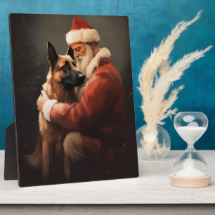 Belgische Malinoi met Sinterklaas Kerstmis Feestel Fotoplaat