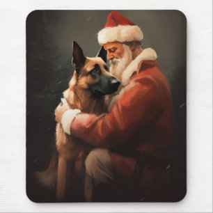 Belgische Malinoi met Sinterklaas Kerstmis Feestel Muismat