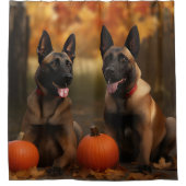 Belgische Malinoi Puppy Herfst Delight Pompoen Douchegordijn (Voorkant)