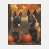 Belgische Malinoi Puppy Herfst Delight Pompoen Fleece Deken (Voorkant)