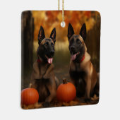 Belgische Malinoi Puppy Herfst Delight Pompoen Keramisch Ornament (Rechts)