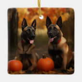 Belgische Malinoi Puppy Herfst Delight Pompoen Keramisch Ornament (Voorkant)