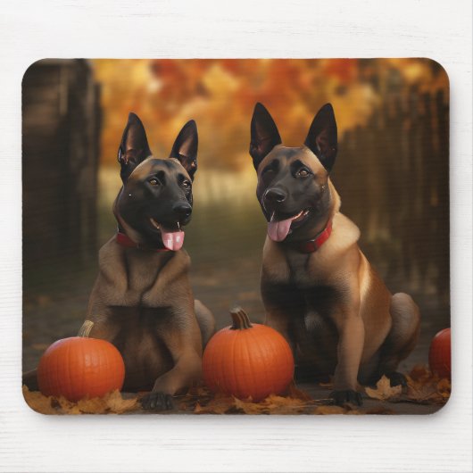 Belgische Malinoi Puppy Herfst Delight Pompoen Muismat (Voorkant)