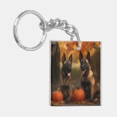 Belgische Malinoi Puppy Herfst Delight Pompoen Sleutelhanger (Voorkant Links)
