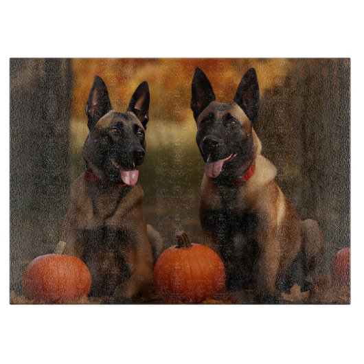 Belgische Malinoi Puppy Herfst Delight Pompoen Snijplank (Voorkant)