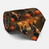 Belgische Malinoi Puppy Herfst Delight Pompoen Stropdas (Opgerold)