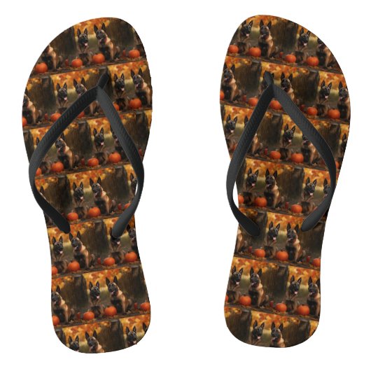 Belgische Malinoi Puppy Herfst Delight Pompoen Teenslippers (Voetbed)