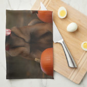 Belgische Malinoi Puppy Herfst Delight Pompoen Theedoek (Quarter Fold)