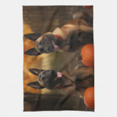 Belgische Malinoi Puppy Herfst Delight Pompoen Theedoek (Verticaal)