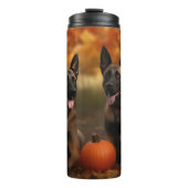 Belgische Malinoi Puppy Herfst Delight Pompoen Thermosbeker (Voorkant)
