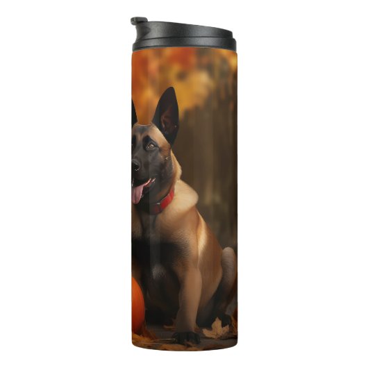 Belgische Malinoi Puppy Herfst Delight Pompoen Thermosbeker (Geroteerd rechts)