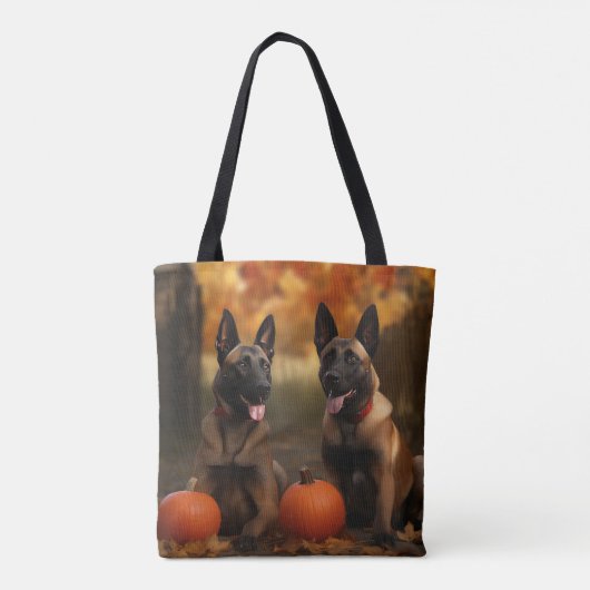 Belgische Malinoi Puppy Herfst Delight Pompoen Tote Bag (Achterkant)