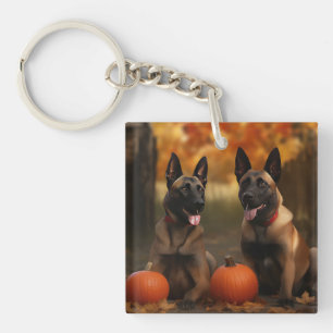 Belgische Malinoi Puppy Herfst Plezier Pompoen Sleutelhanger