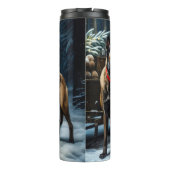 Belgische Malinoi Sneeuw Slede Kerst Decoratie Thermosbeker (Achterkant)