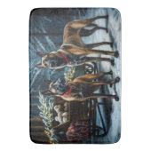 Belgische Malinoi Sneeuwslee Kerstdecoratie Badmat (Voorkant Verticaal)