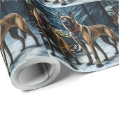 Belgische Malinoi Sneeuwslee Kerstdecoratie Cadeaupapier (Rol Hoek)