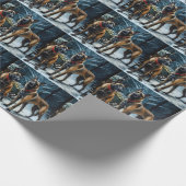 Belgische Malinoi Sneeuwslee Kerstdecoratie Cadeaupapier (Hoek)