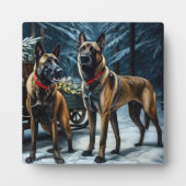 Belgische Malinoi Sneeuwslee Kerstdecoratie Fotoplaat (Voorkant)