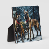 Belgische Malinoi Sneeuwslee Kerstdecoratie Fotoplaat (Voorkant)