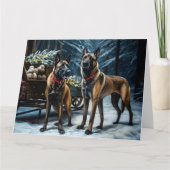 Belgische Malinoi Sneeuwslee Kerstdecoratie Kaart (Voorkant)