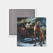 Belgische Malinoi Sneeuwslee Kerstdecoratie Magneet (Voorkant / Achterkant)