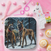 Belgische Malinoi Sneeuwslee Kerstdecoratie Papieren Bordje (Feest)