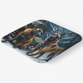 Belgische Malinoi Sneeuwslee Kerstdecoratie Papieren Bordje (Gebogen)