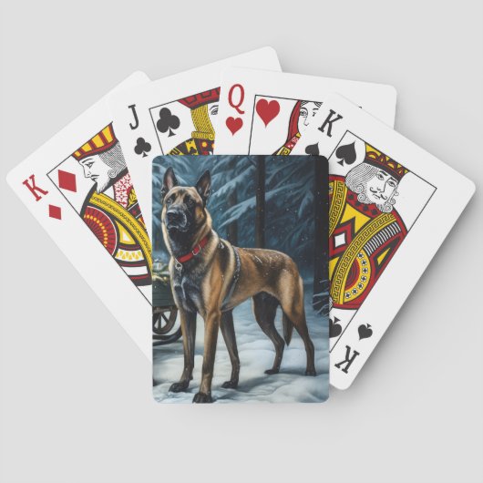 Belgische Malinoi Sneeuwslee Kerstdecoratie Pokerkaarten (Achterkant)