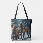 Belgische Malinoi Sneeuwslee Kerstdecoratie Tote Bag (Achterkant)