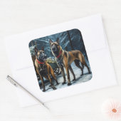 Belgische Malinoi Sneeuwslee Kerstdecoratie Vierkante Sticker (Envelop)