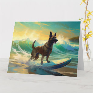 Belgische Malinoi Strand Surfen Schilderij Kaart