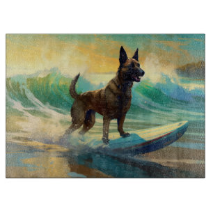 Belgische Malinoi Strand Surfen Schilderij Snijplank