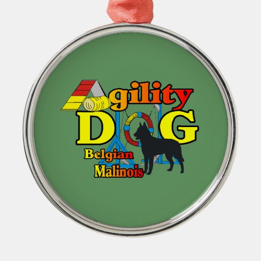 Belgische Malinois Agility Metalen Ornament (Voorkant)