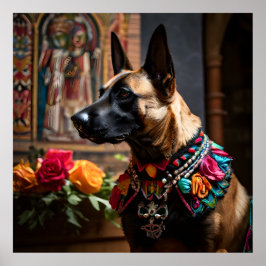 Belgische Malinois Altaar Dia de los Muertos Poster