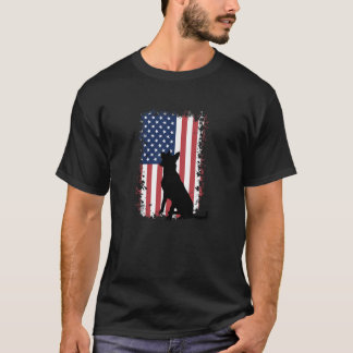 Belgische Malinois Amerikaanse vlag T-shirt