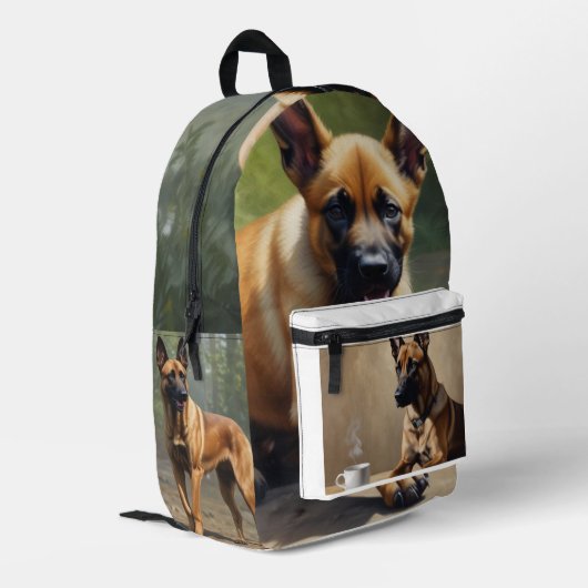 Belgische Malinois Bedrukte Rugzak (Achterkant Hoek Links)