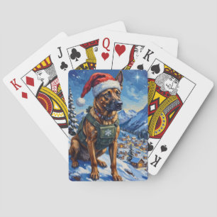 Belgische Malinois Bergpatrouille Kerstmis Pokerkaarten