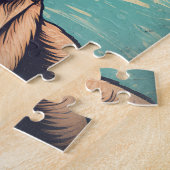 Belgische Malinois bij een tropisch strand tijdens Legpuzzel (Zijkant)