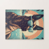 Belgische Malinois bij een tropisch strand tijdens Legpuzzel (Horizontaal)