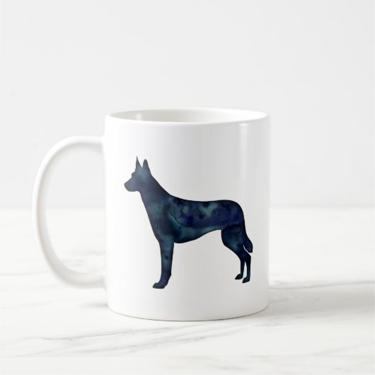 Belgische Malinois Black Waterverf Silhouette Koffiemok (Links)