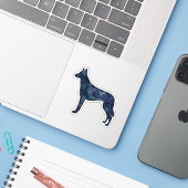 Belgische Malinois Black Waterverf Silhouette Sticker (Laptop met iPhone)