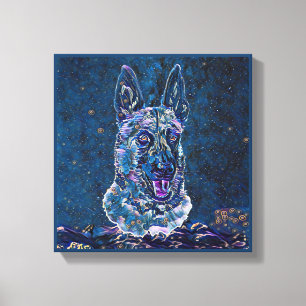 Belgische Malinois Blue Sterrennacht schilderstijl Canvas Afdruk