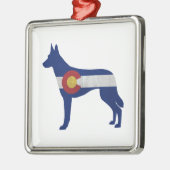 Belgische Malinois Colorado Flag Silhouette Metalen Ornament (Links)