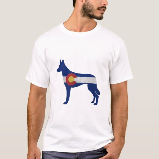 Belgische Malinois Colorado Flag Silhouette T-shirt (Voorkant)