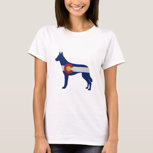 Belgische Malinois Colorado Flag Silhouette T-shirt (Voorkant)