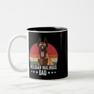 Belgische Malinois Dad Dog Sunset Retro Style voor Tweekleurige Koffiemok